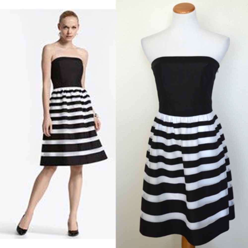 White House Black Market Strapless Tulle Striped